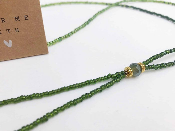 Perlenkette Mit Glasperlen Grün Y-Form
