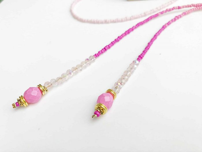Perlenkette Mit Glasperlen Rosa Y-Form