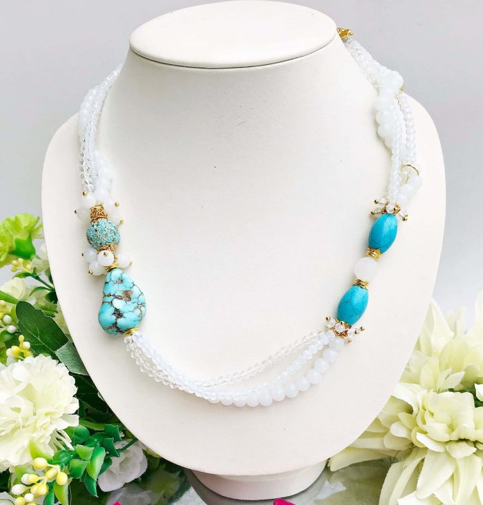 Collier Perlenkette Kaschmir Türkis