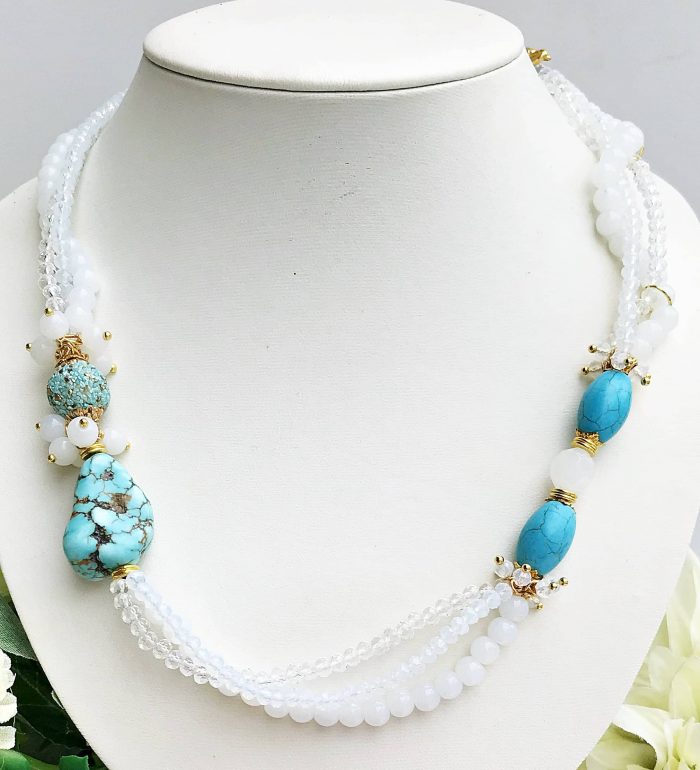 Collier Perlenkette Kaschmir Türkis