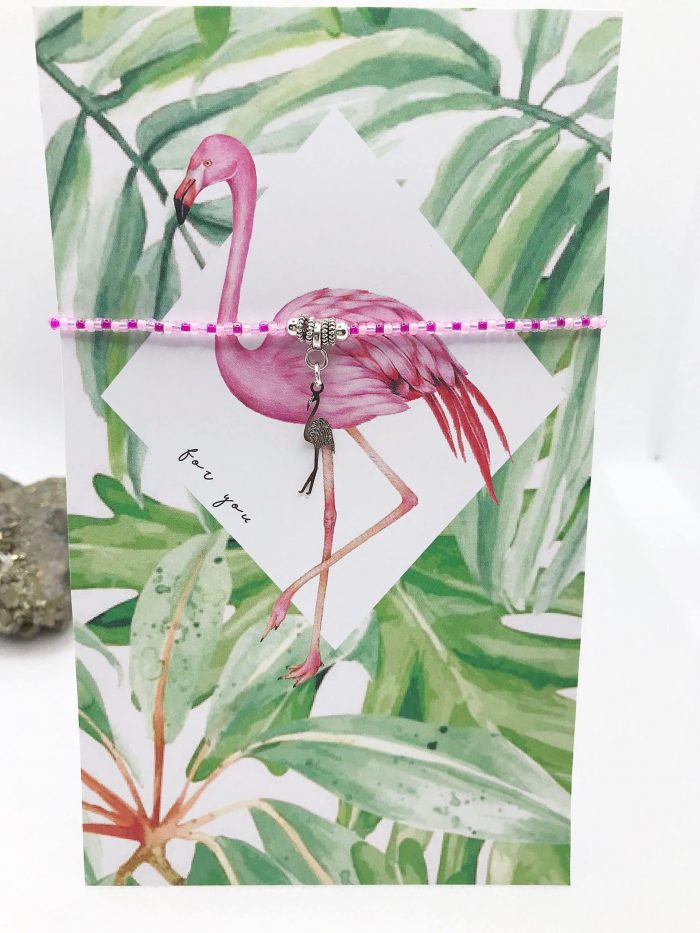 Schöne Grußkarte Mit Flamingo Armband -
