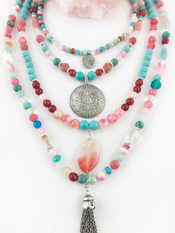 Boho Style Perlenkette Mit Edelsteinen
