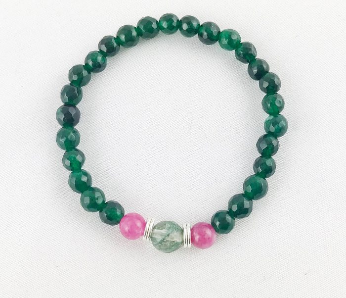 Leuchtendes Perlenarmband In Grün Und Pink -