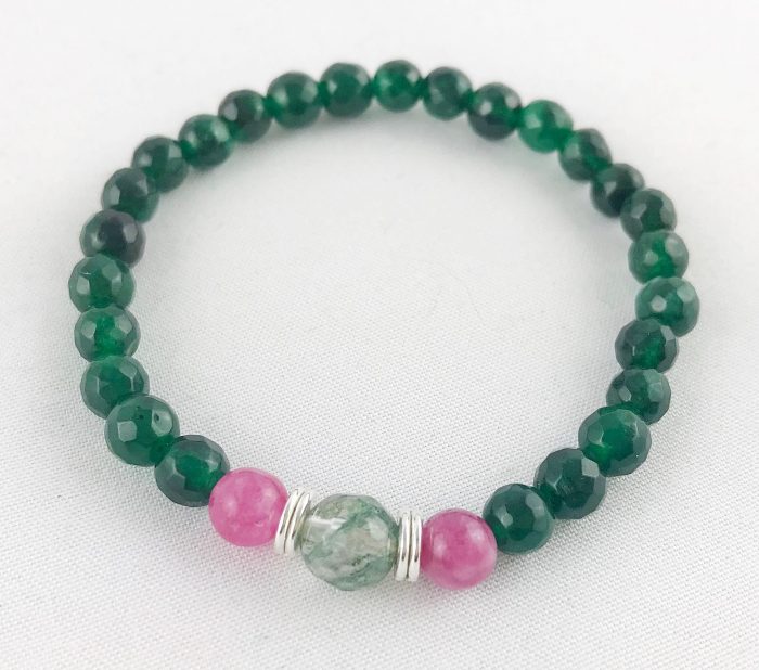 Leuchtendes Perlenarmband In Grün Und Pink