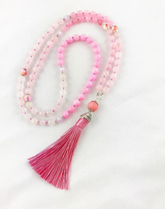 Edle Boho Style Perlenkette Mit Langer Quaste In Rosa