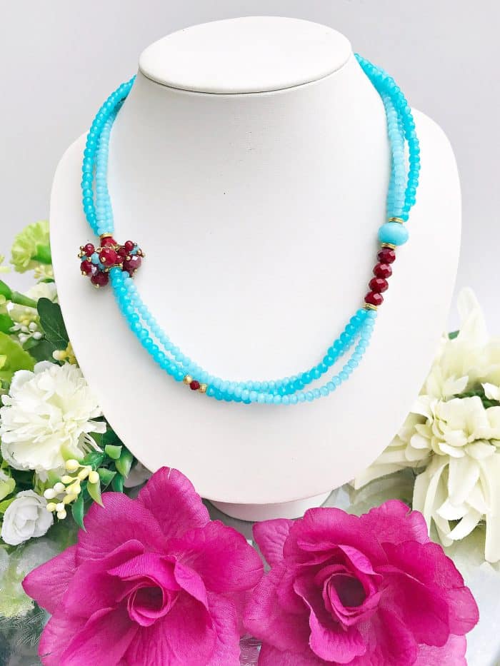 Perlenkette Mit Edelsteinen | Boho Halskette Für Damen