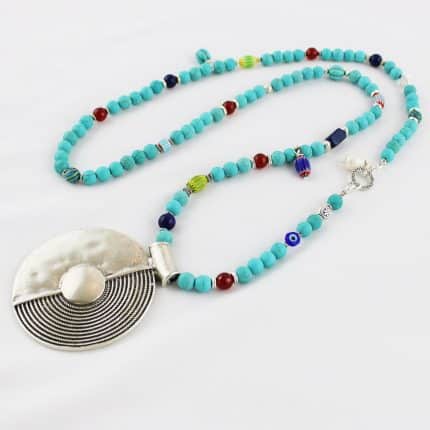 Boho - Style Perlenkette aus Edelsteinen Türkis MAYA