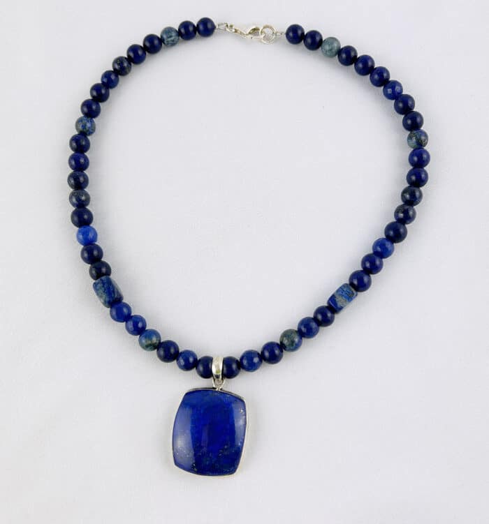 Sündhaft Schöne Perlenkette Aus 925 Sterlingsilber Mit Lapislazuli -